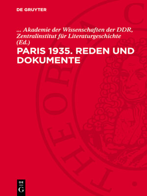 cover image of Paris 1935. Reden und Dokumente